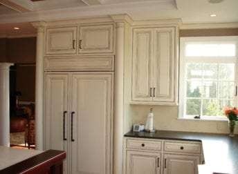 Kitchen addition with a coffered ceiling