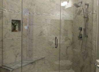 Condo bathroom remodels in downtown Frederick with custom shower enclosures and stand alone tub, think what they may look like in your house