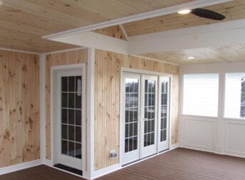 Finished interior of screened in porch