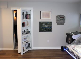 Movie room in basement remodel in Frederick area